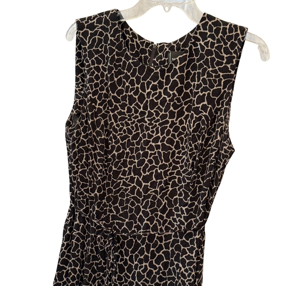 Molly Malloy Y2K Giraffe Print Sleeveless Maxi Dress Tie Waist Black Tan Size 12